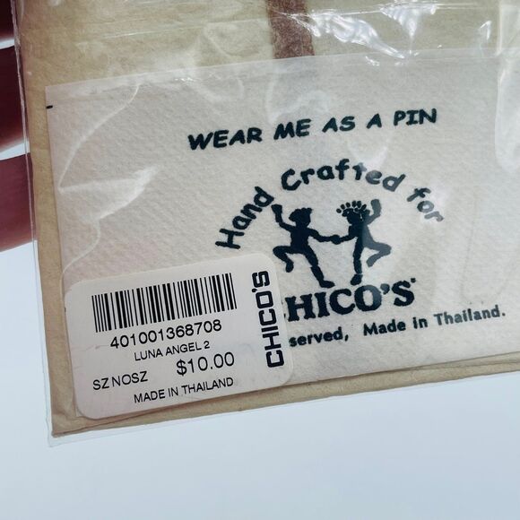 Luna Angel Decorative Metal Beaded Pin Girl on Moon Hand Crafted for Chico's NEW - Picture 3 of 4